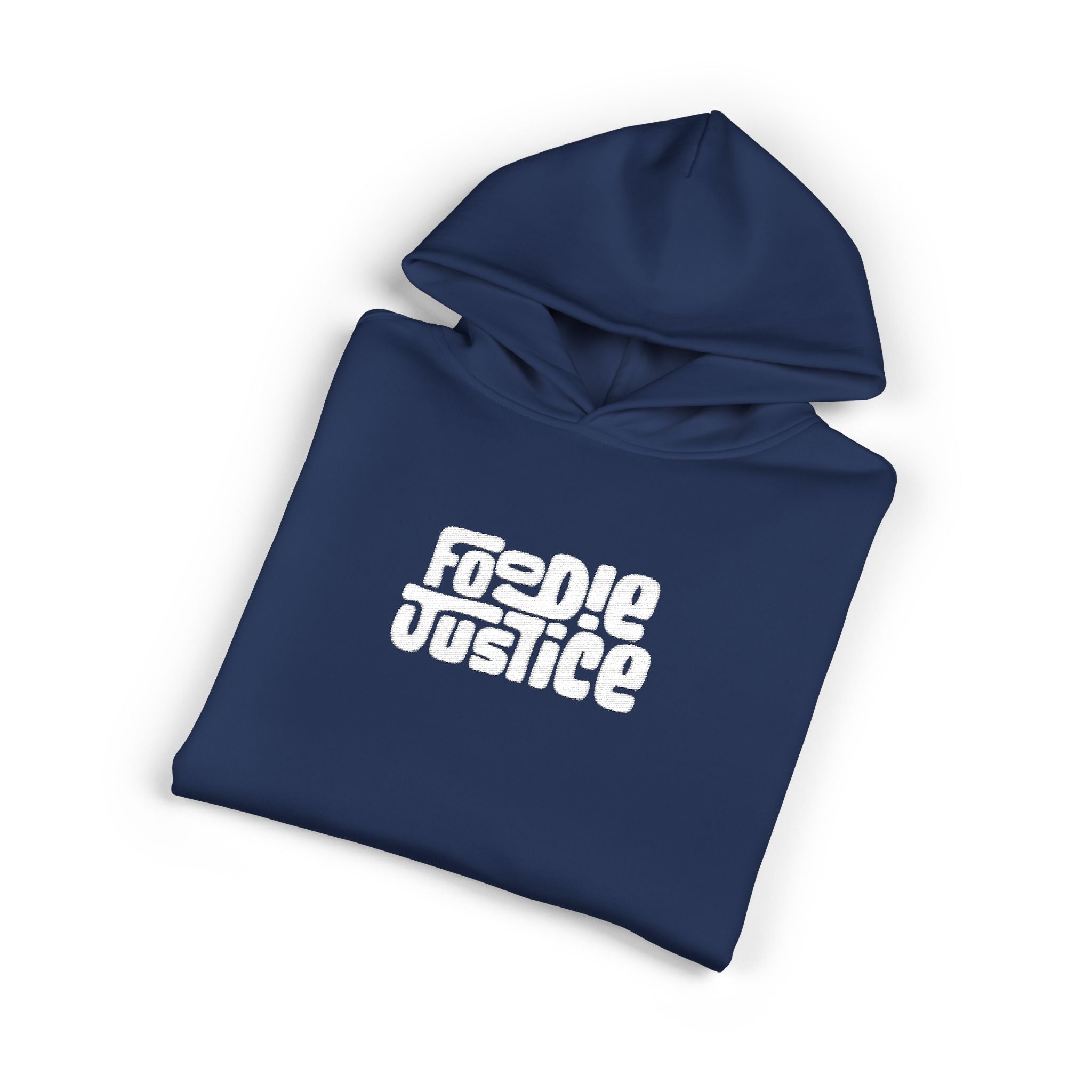 Foodie Justice Hoodie | Bold White Typographic Logo